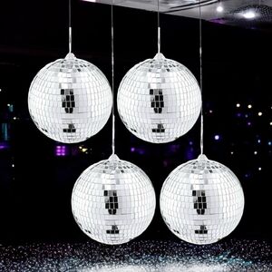 Mirror Disco Ball Set 4 Pack Silver Hanging Party DJ Light Decoration NIP